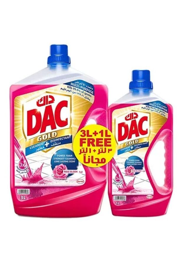 Dac 2-Piece Fragrance Disinfectant Floor Cleaner Liquid - Rose Bloom 3 Liter+1 Liter