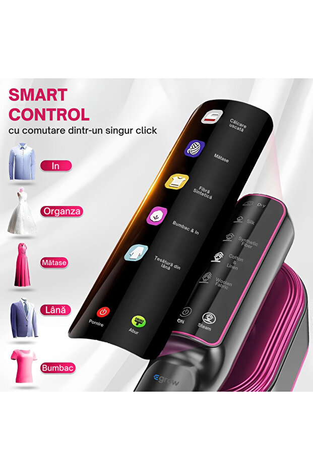 Smart Steam Iron eGROW® Vertical and Horizontal, Portable, 1200W, 5 Modes, LCD Display - 2