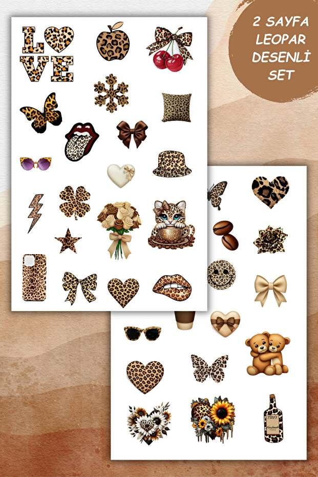 2-Piece Brown Collection-Leopard Sticker, Decal, Agenda, Planner, Bullet Journal, Scrapbook
