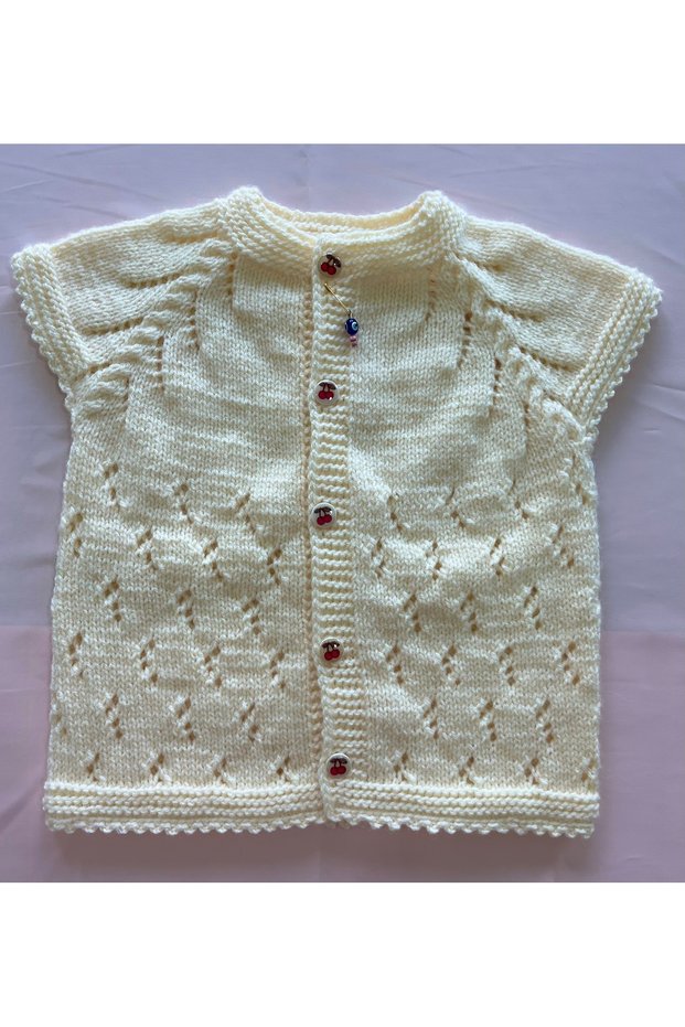 Seamless Hand Knitted Light Yellow 3-9 Months Baby Girl Vest