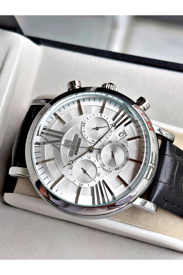 Black Color Leather Cord Original Clip Function Men's Wristwatch + Bracelet as a Gift