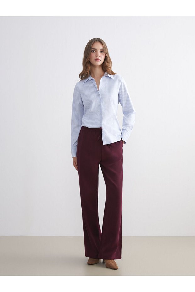 Vizyon New Season Elastic Waist Wide Leg Women's Trousers