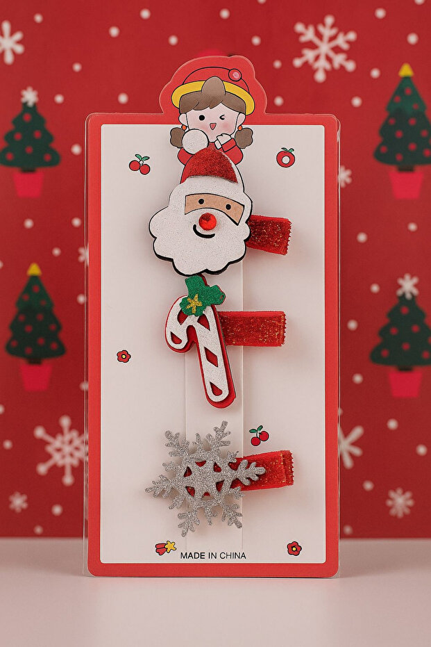 3-Piece Christmas Buckle Set with Santa Claus, Candy Cane, and Snowflake Figures