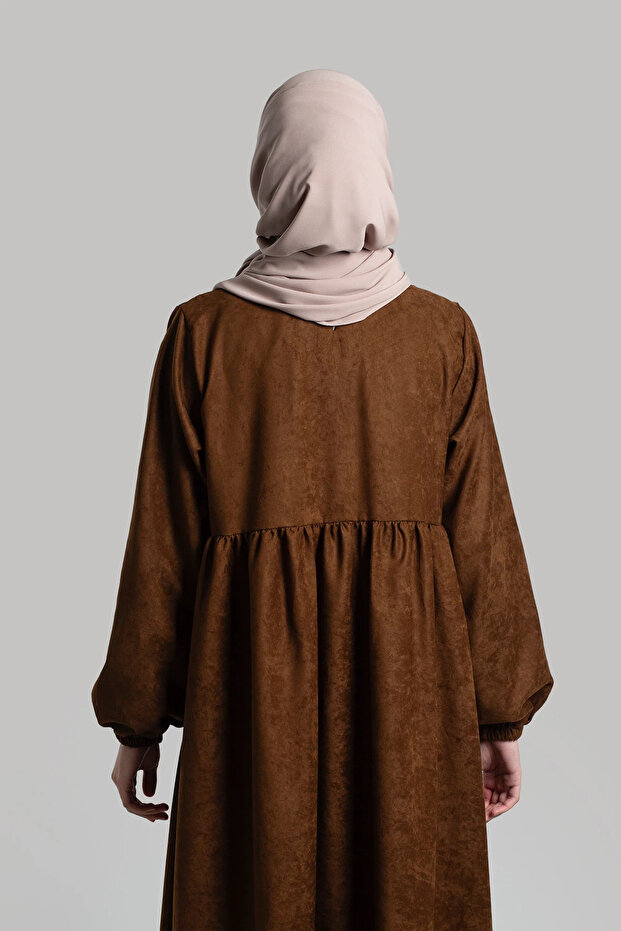 Süet Elbise Ferace - Taba - 4