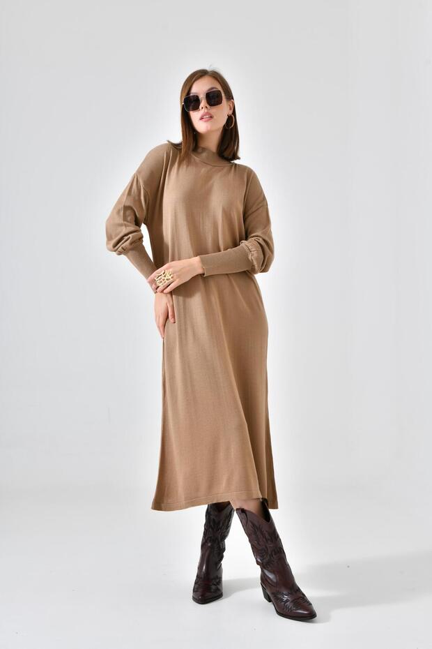 Kadın DÜz Basic Tunik Beige - 1