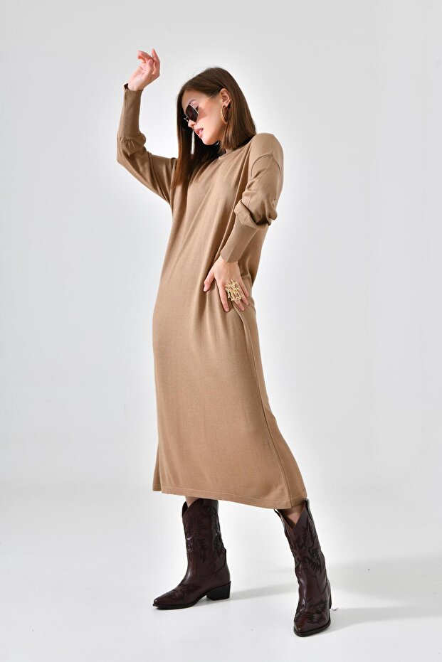 Kadın DÜz Basic Tunik Beige - 2