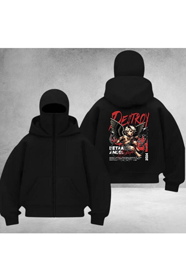 Back Printed Unisex Balaclava Cardigan
