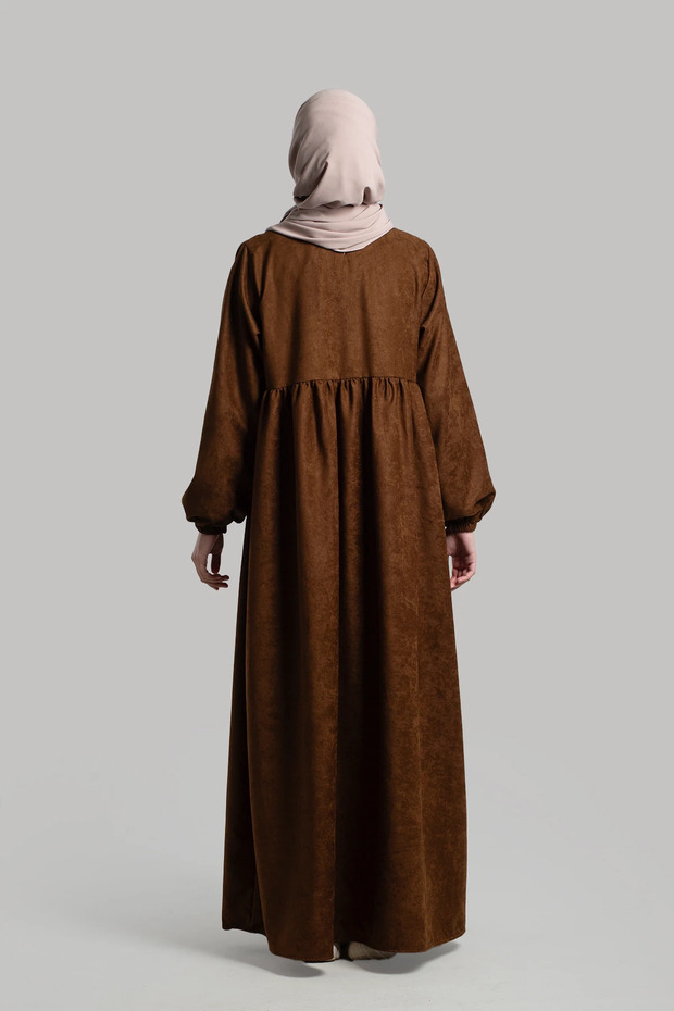 Süet Elbise Ferace - Taba - 5