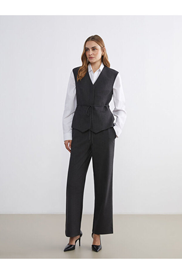 Esvab • Modern & Distinctive Women's Striped Trousers with Waist Drawstring