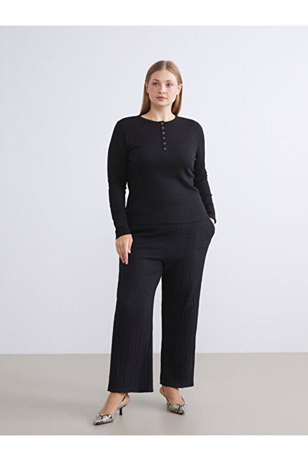 Timeless Clothing & Timeless Choices Women's Textured Wide-Leg Pants with Drawstring Waist