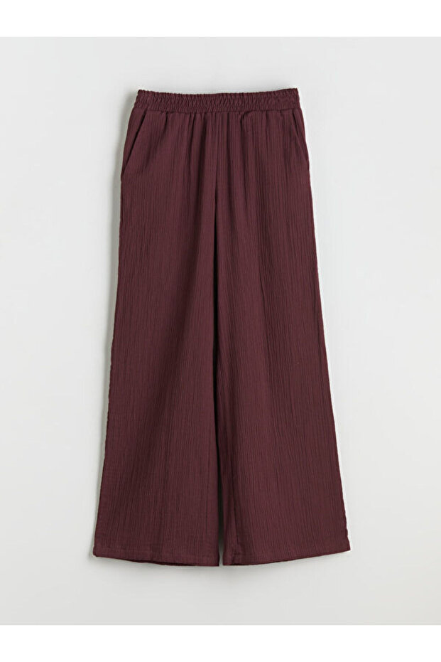 Elastic Waist Textured Muslin Women's Trousers