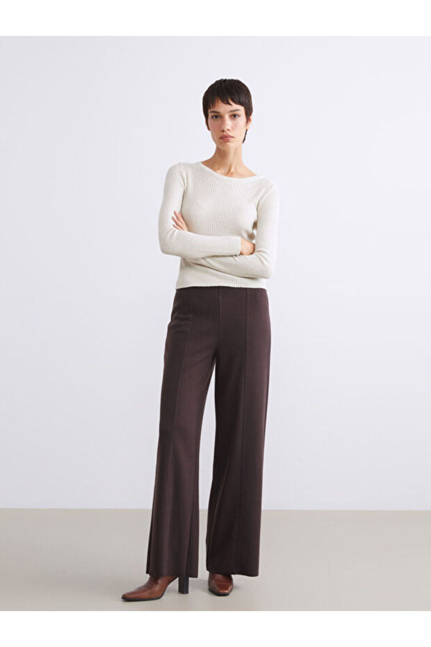 Wide Leg Women's Trousers with Elastic Waist