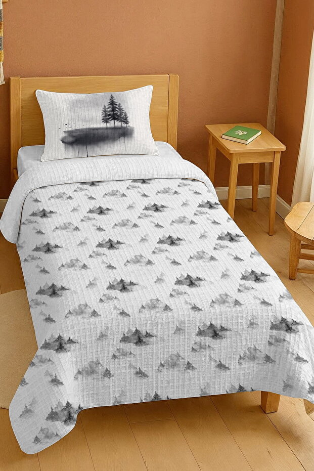 100% Cotton Foggy Mountains Patterned Single Pike Set