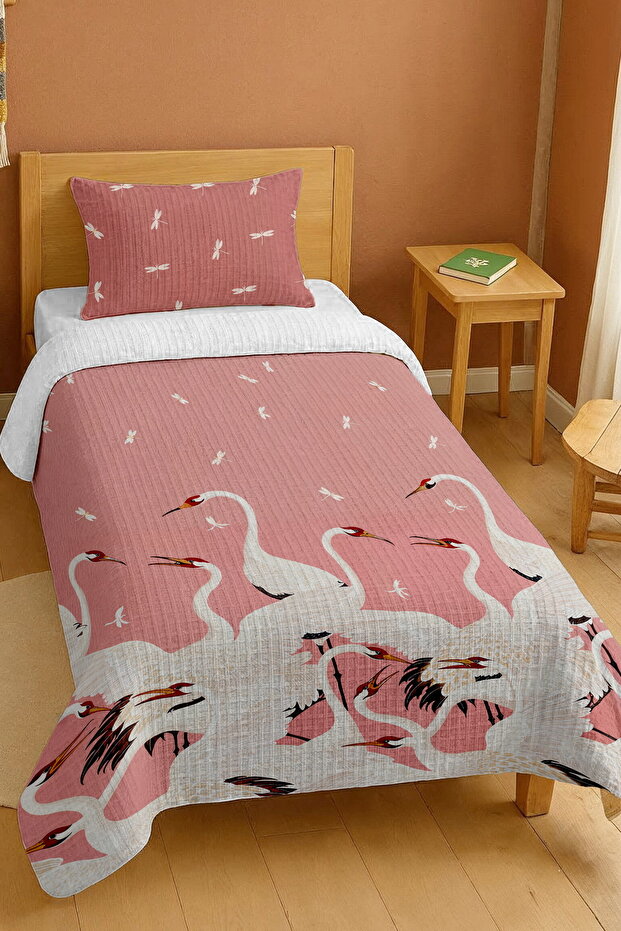 100% Cotton Pink Turnalar Patterned Single Pike Set