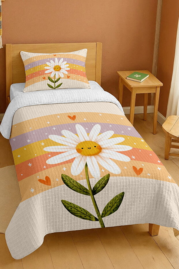 100% Cotton Cute Daisy Patterned Single Pique Set