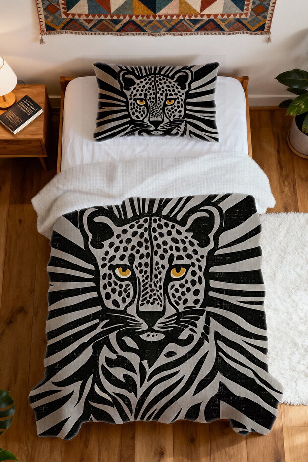 طقم بيكيه فردي بنمط النمر الرجعي مصنوع من القطن بنسبة 100% - 4