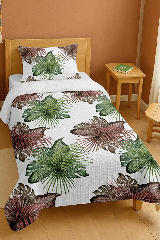100% Cotton Exotic Tropical Leaves Patterned Single Pike Set