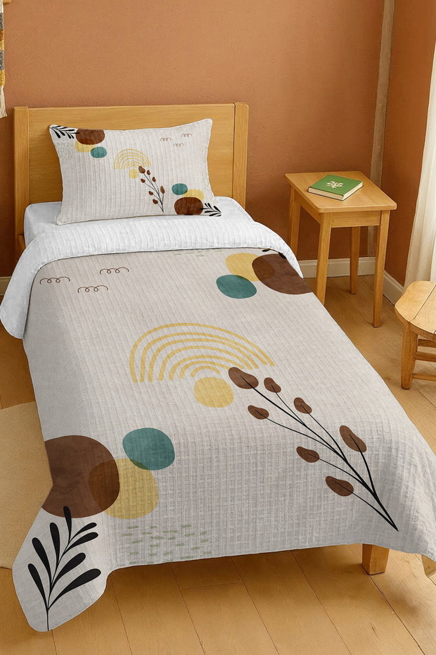 100% Cotton Bohemian Yellow Rainbow Patterned Single Pike Set