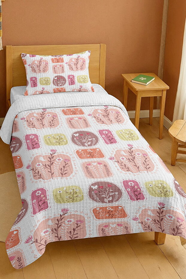 100% Cotton Lace Flower Boxes Patterned Single Person Pike Set