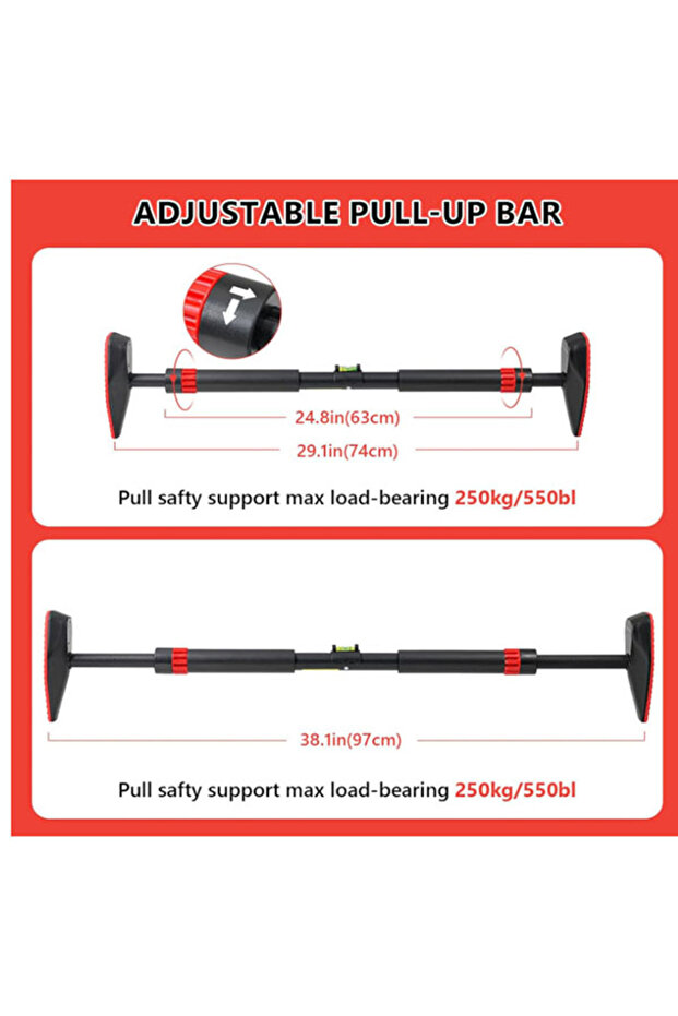 Pull Up Bar, Adjustable Width Locking Mechanism Chin Up Bar Without Screws,Push-up Bar For Doorway - 7