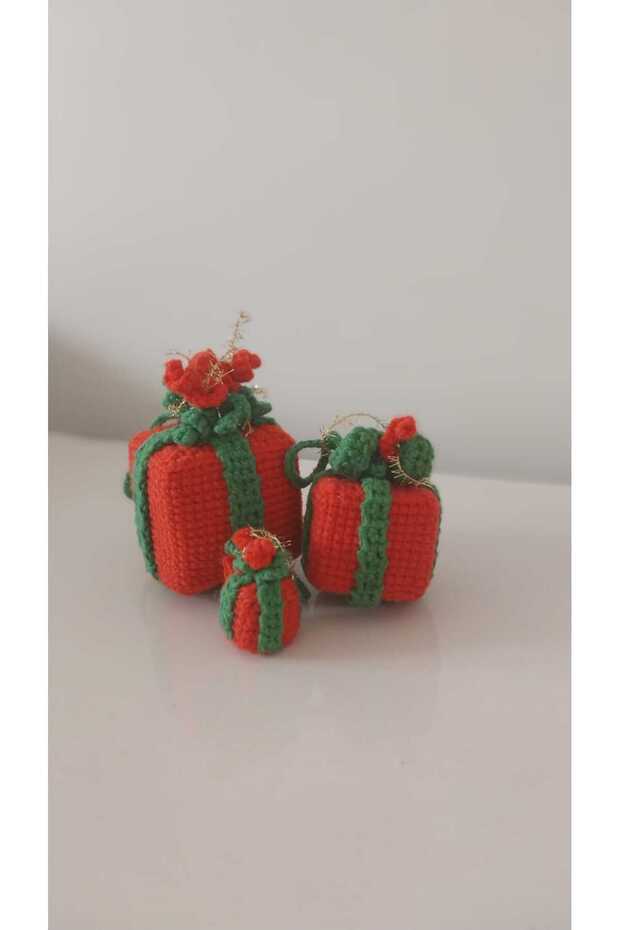 Amigurumi Christmas Tree Ornament Decorative Gift Package Patterned 3-Piece Knit Decorative Ornament