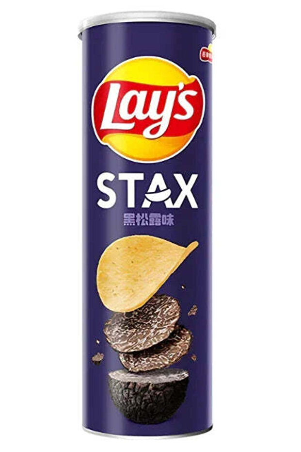 Lays Stax Black Truffle 90g - Carton (24 cans)