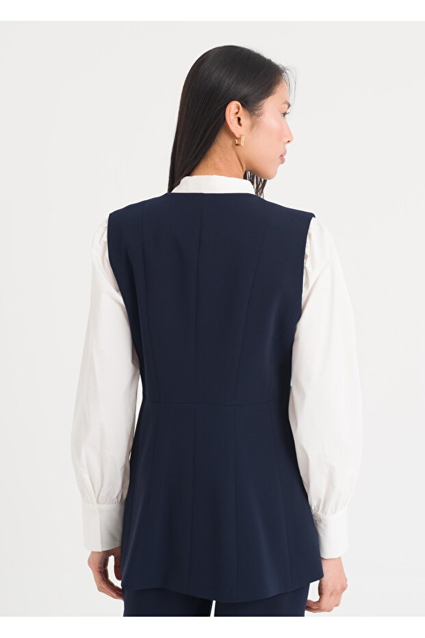 Peplum Düğmeli Yelek - 7