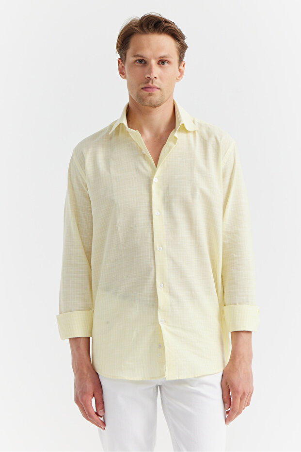 قميص منقوش مخطط للرجال - 1