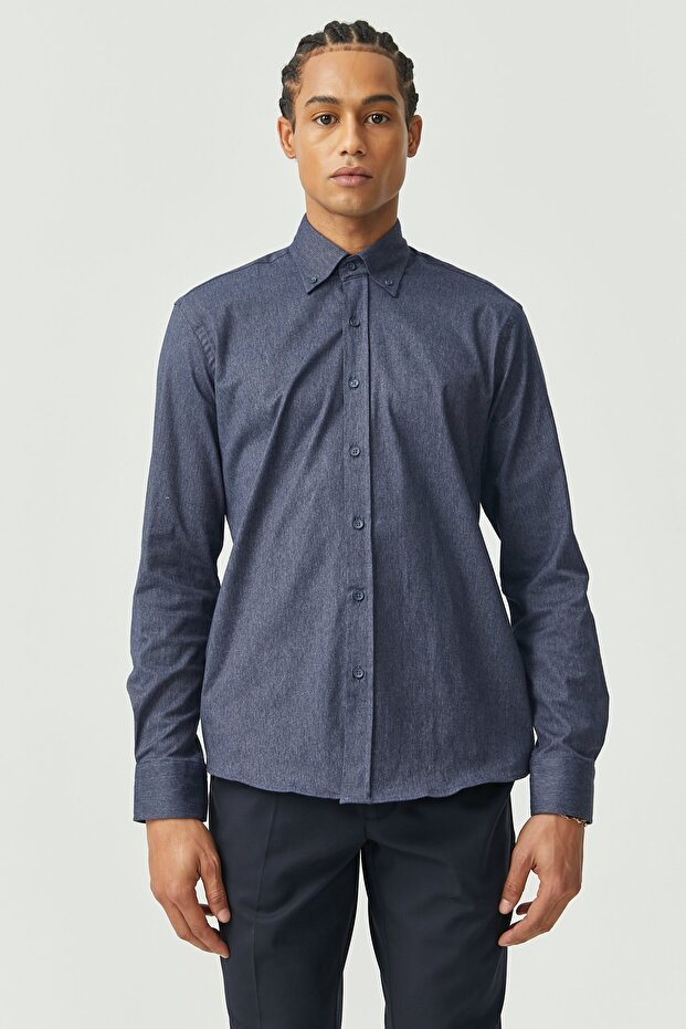 Yaka Düğmeli Regular Gömlek - 2