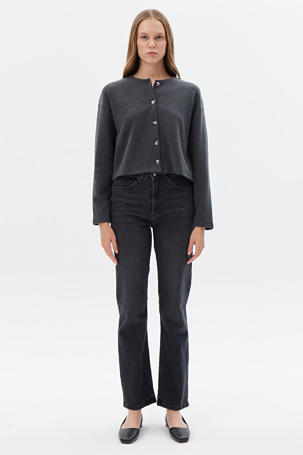 Kadın Düğmeli Hırka - 6