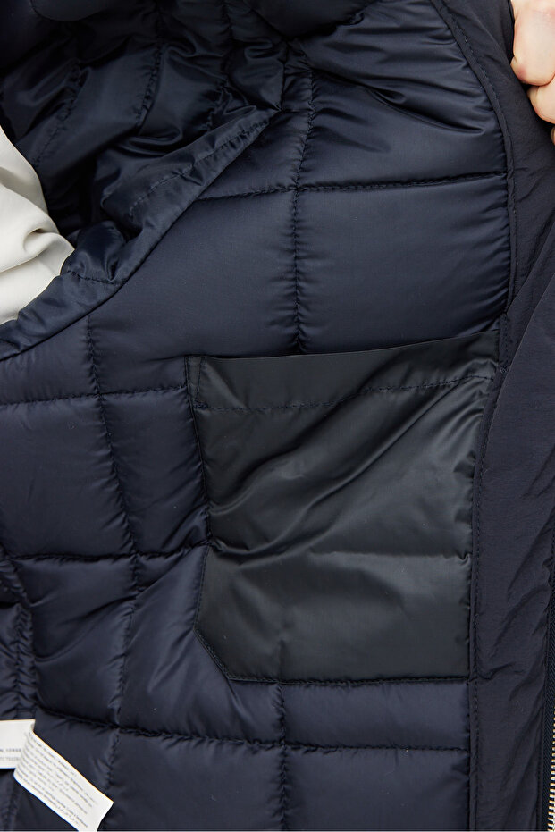 معطف بومبر للرجال ياقة مرتفعة متوسطة الطول - 8