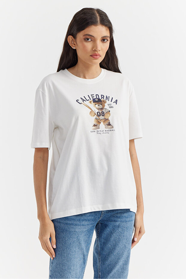 Kadın Basic Baskılı T-shirt - 4