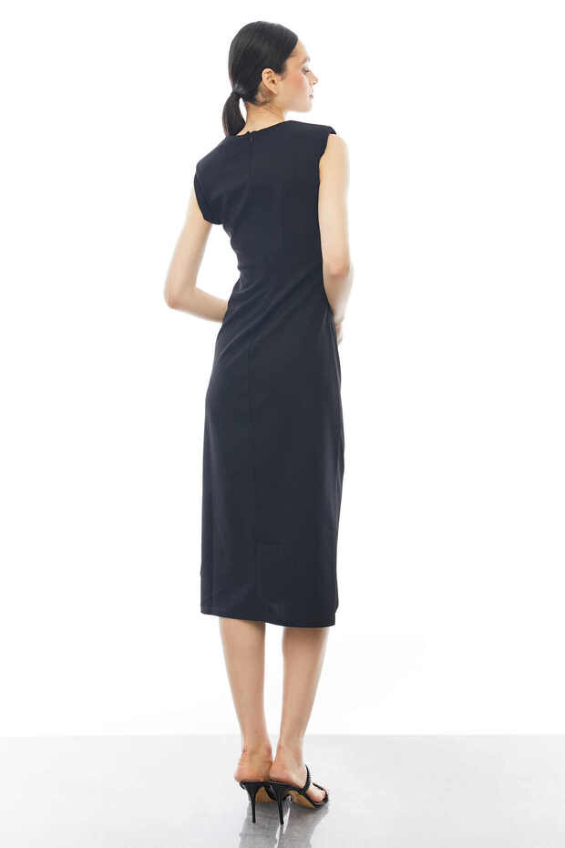 Kolsuz Drapeli Elbise - 7