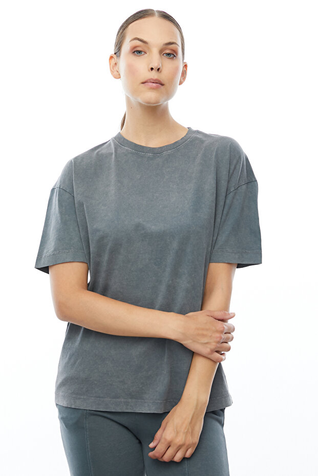 Yıkamalı Basic Oversize T-shirt - 2