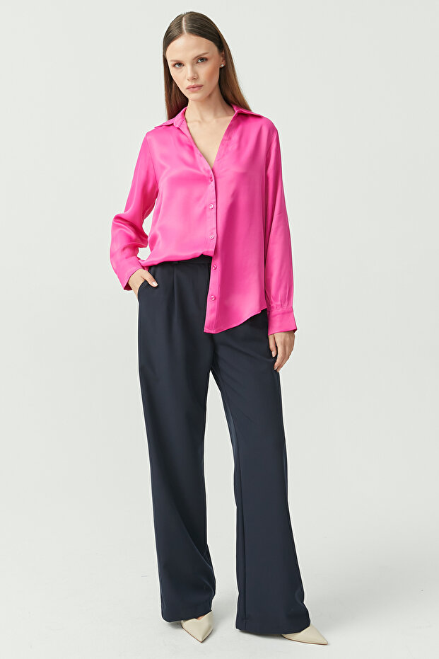 Kadın Basic Saten Gömlek - 5