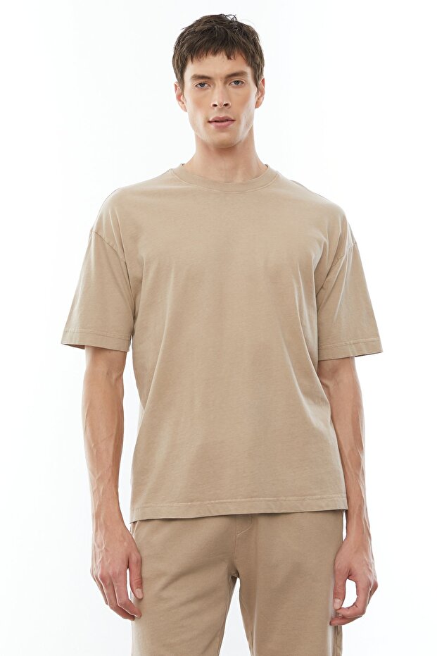 Yıkamalı Oversize Basic T-shirt - 1