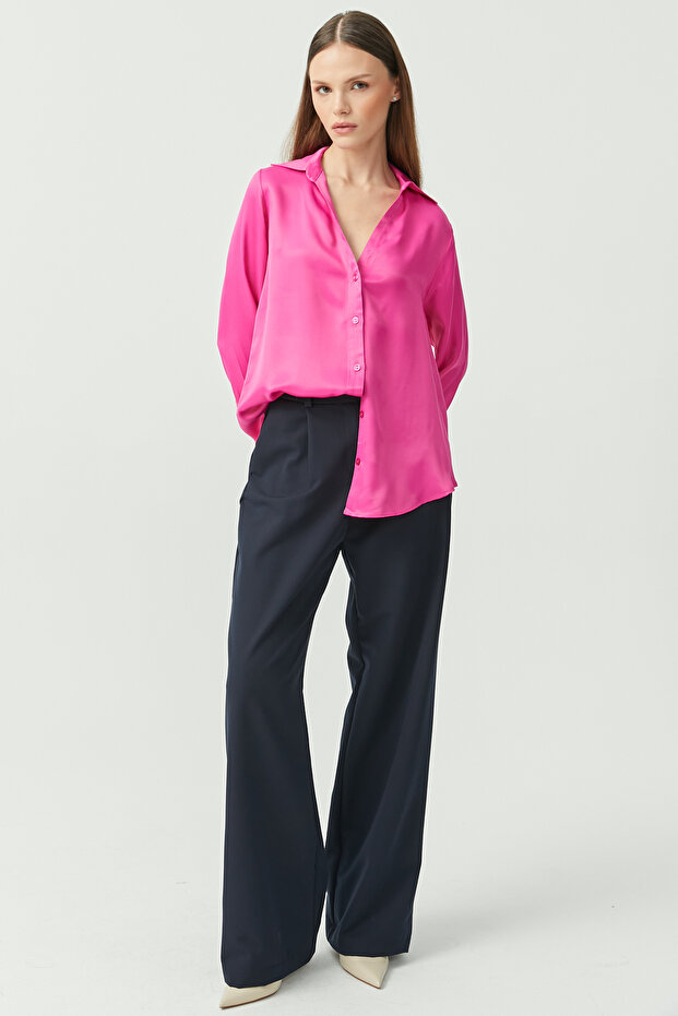 Kadın Basic Saten Gömlek - 7