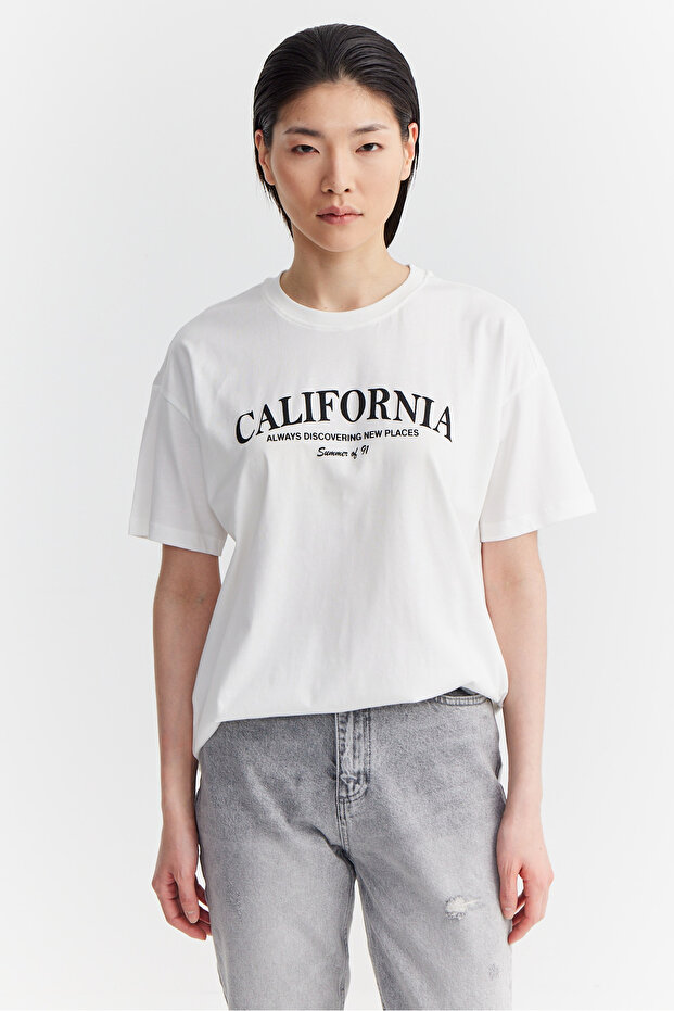 Kadın Basic Baskılı T-shirt - 1