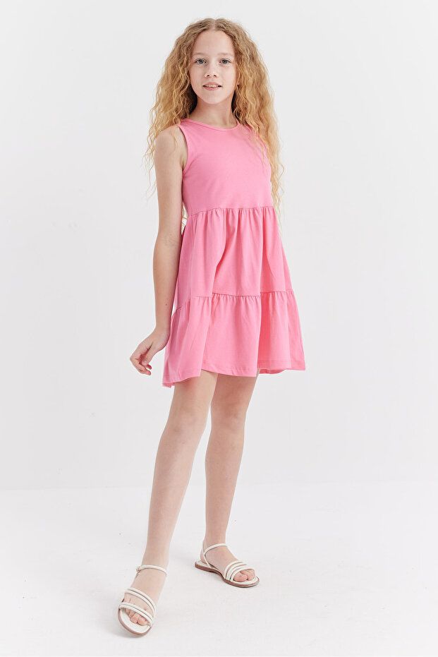 Kız Çocuk Basic Büzgülü Elbise - 1