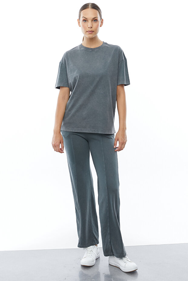 Yıkamalı Basic Oversize T-shirt - 6