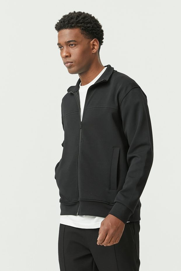 Zippered Slim Sweat Top - 2