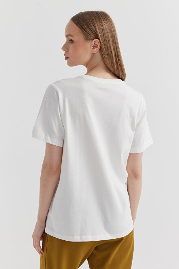 Kadın V Yaka Basic T-shirt - 7