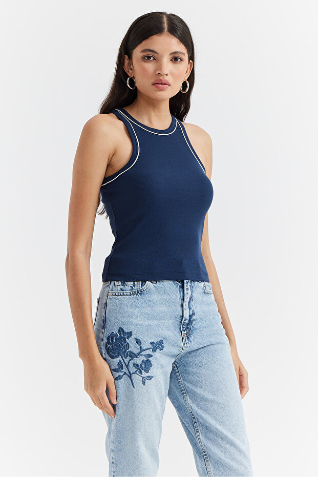 Kadın Halter Yaka Fitilli Basic Body - 3