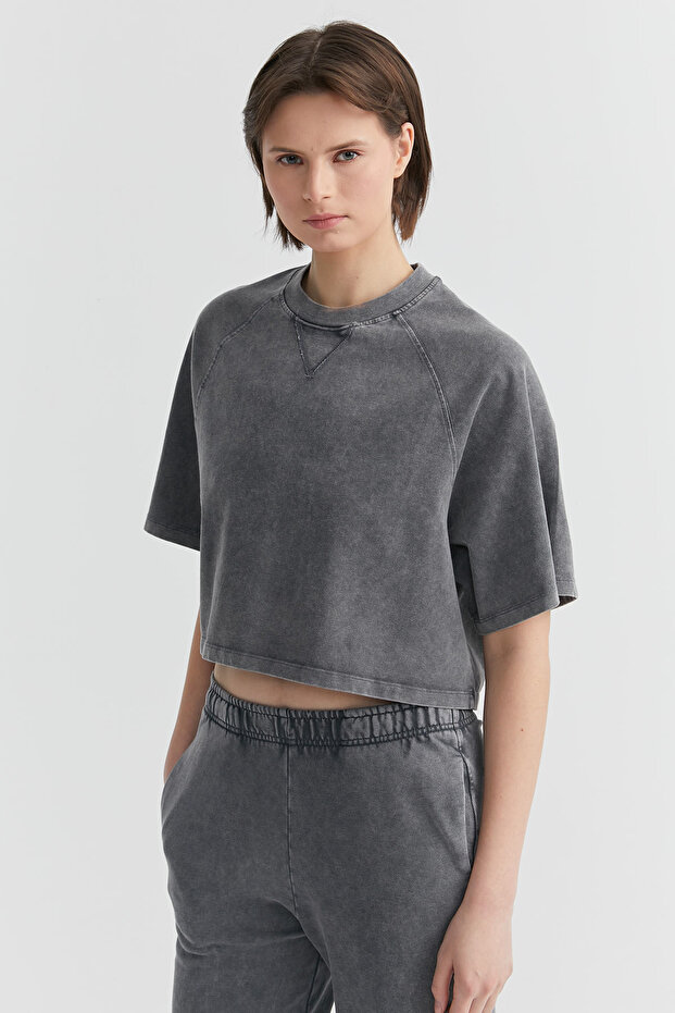 Kadın Yıkamalı Basic T-shirt - 3