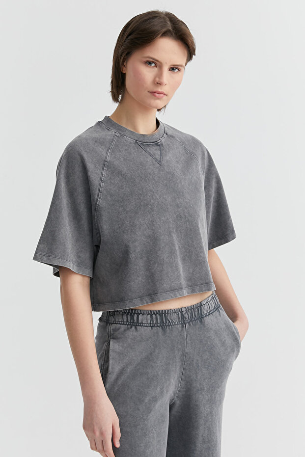 Kadın Yıkamalı Basic T-shirt - 4