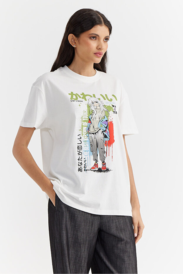 Kadın Baskılı Basic T-shirt - 2