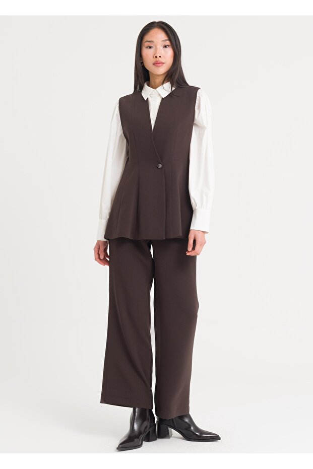 Peplum Düğmeli Yelek - 3