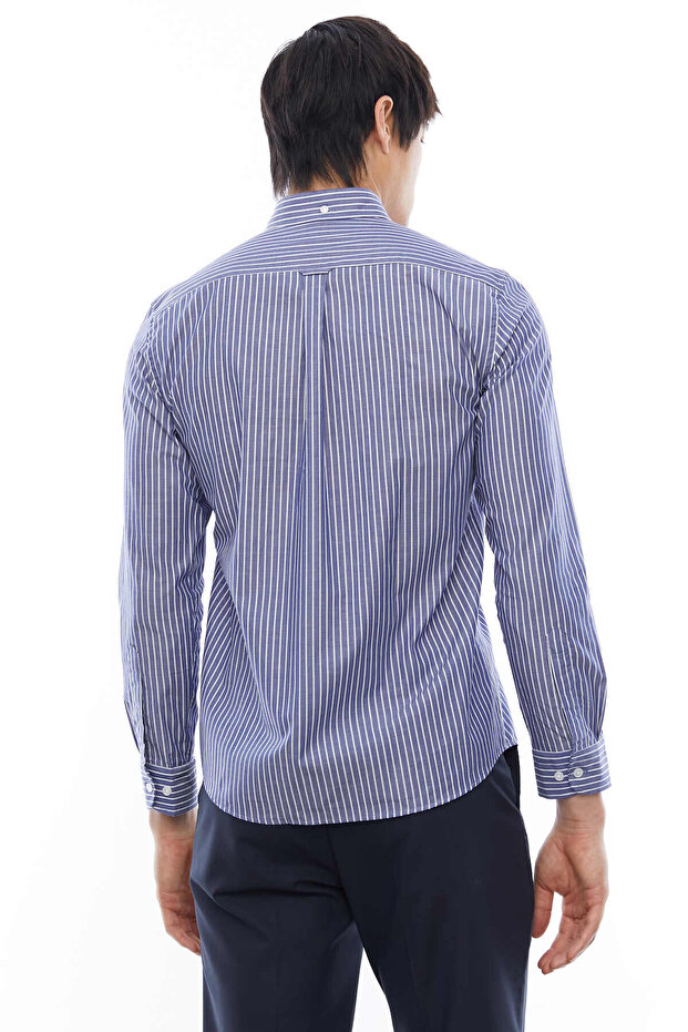 Kalın Çizgili Regular Gömlek - 6
