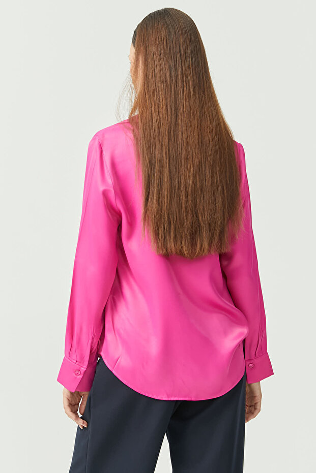 Kadın Basic Saten Gömlek - 8