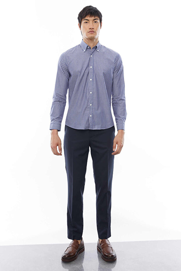 Kalın Çizgili Regular Gömlek - 7